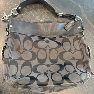 Coach Black and Gray Signature Shoulder Bag